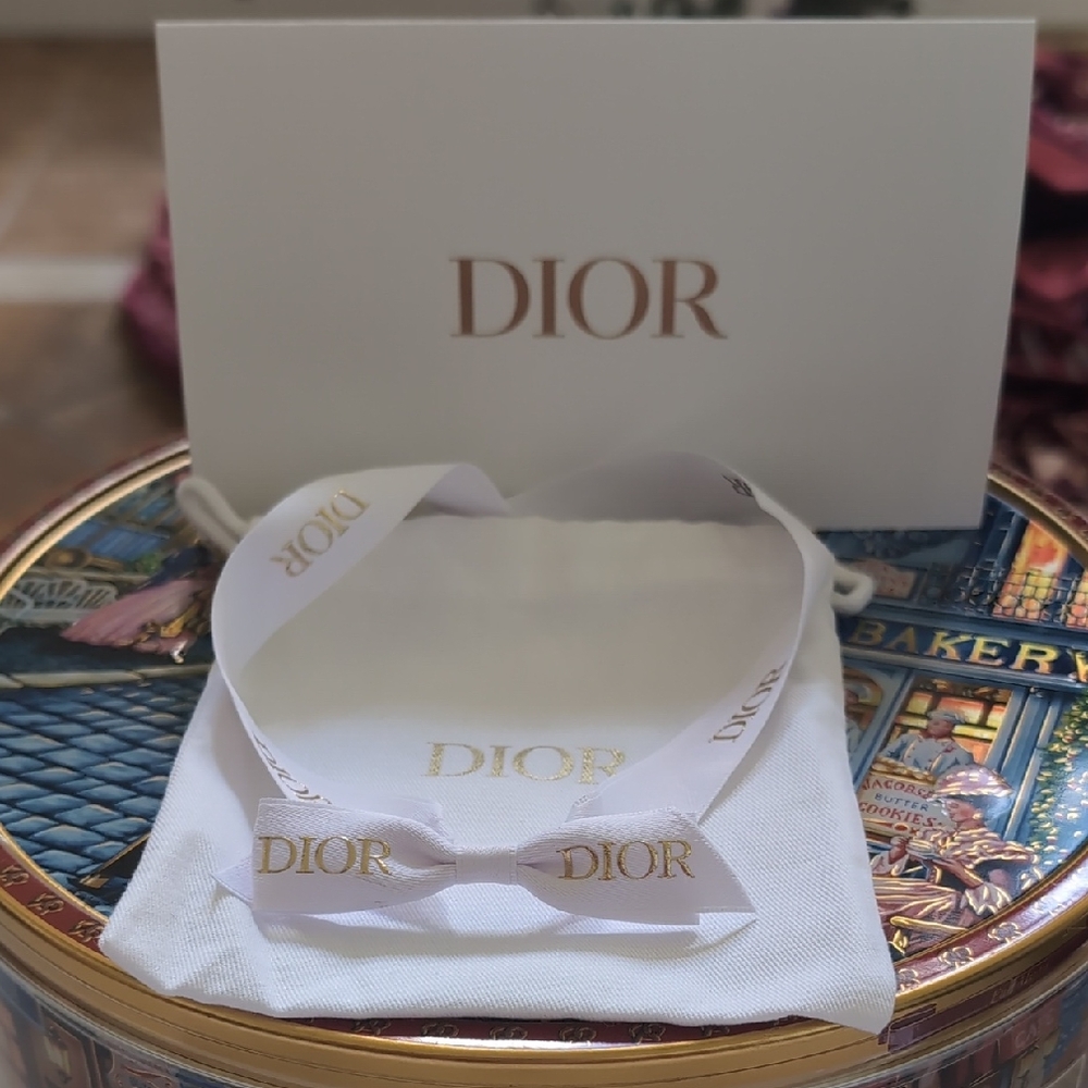 Dior Box: Gold on White Ribbon with Pouch